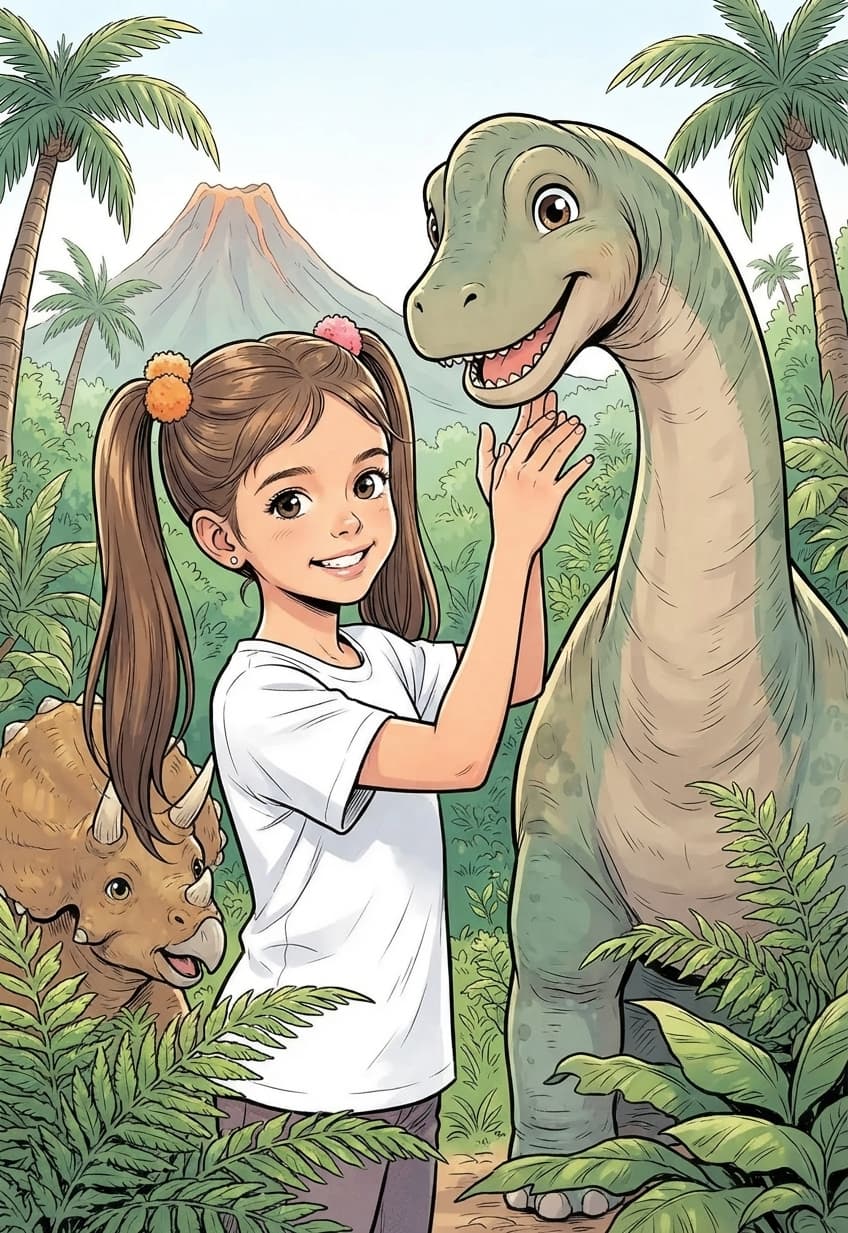 Couverture d'exemple : univers Dinosaures, style Manga