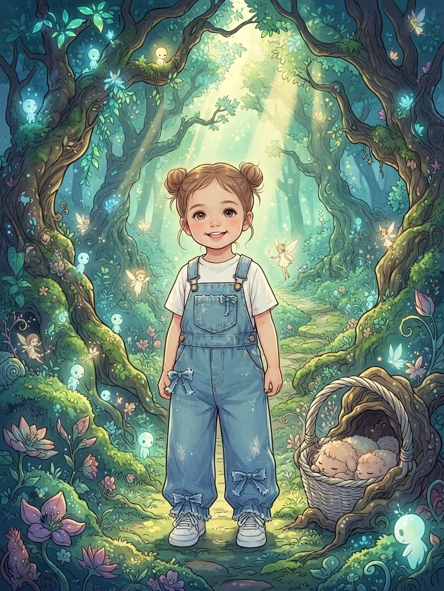 Couverture d'exemple : univers Forêt enchantée, style Manga