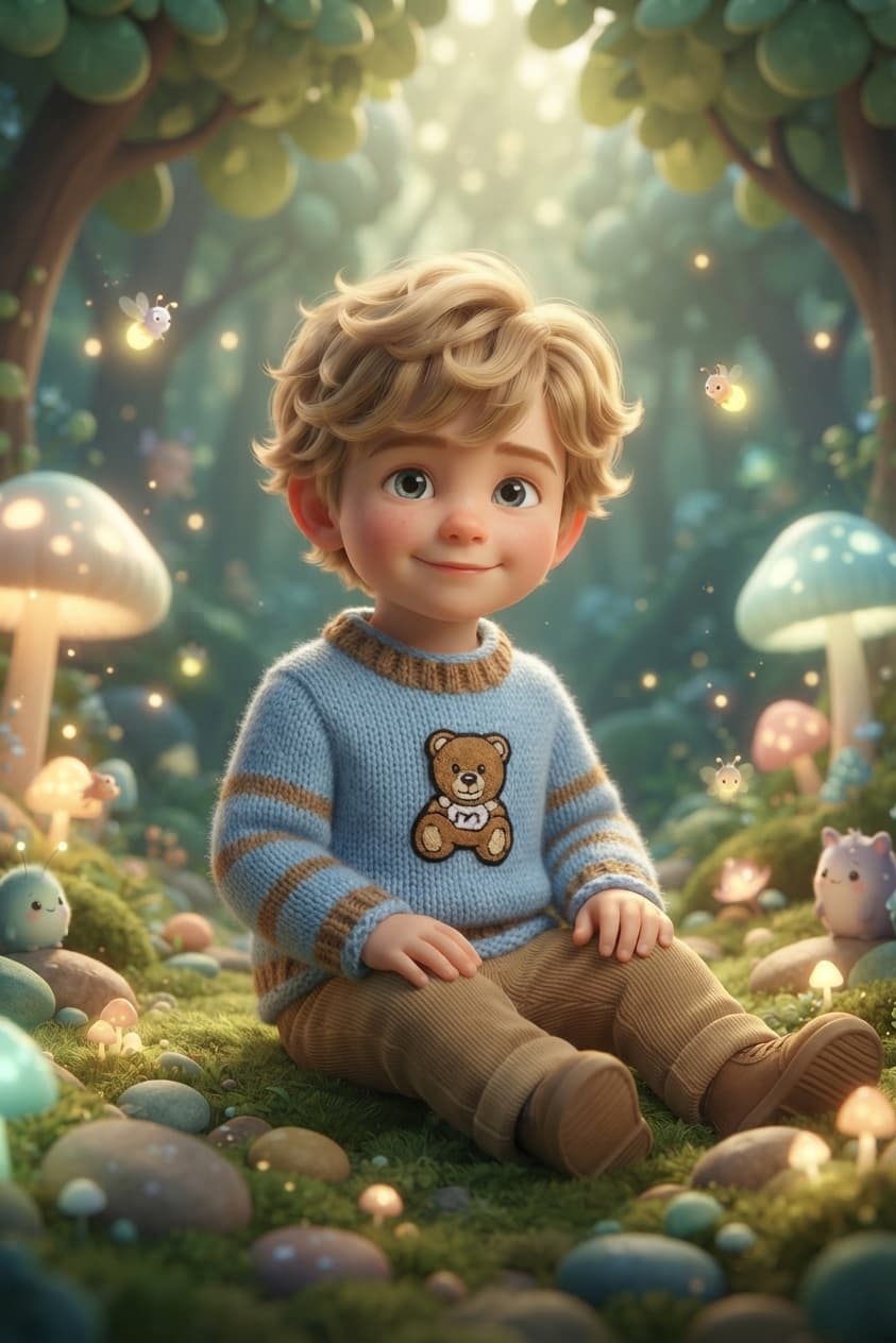 Couverture d'exemple : univers Forêt enchantée, style Cartoon 3D (façon Pixar)