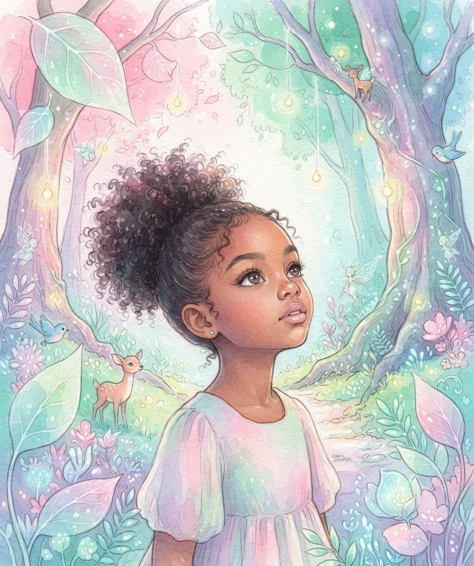 Couverture d'exemple : univers Forêt enchantée, style Aquarelle
