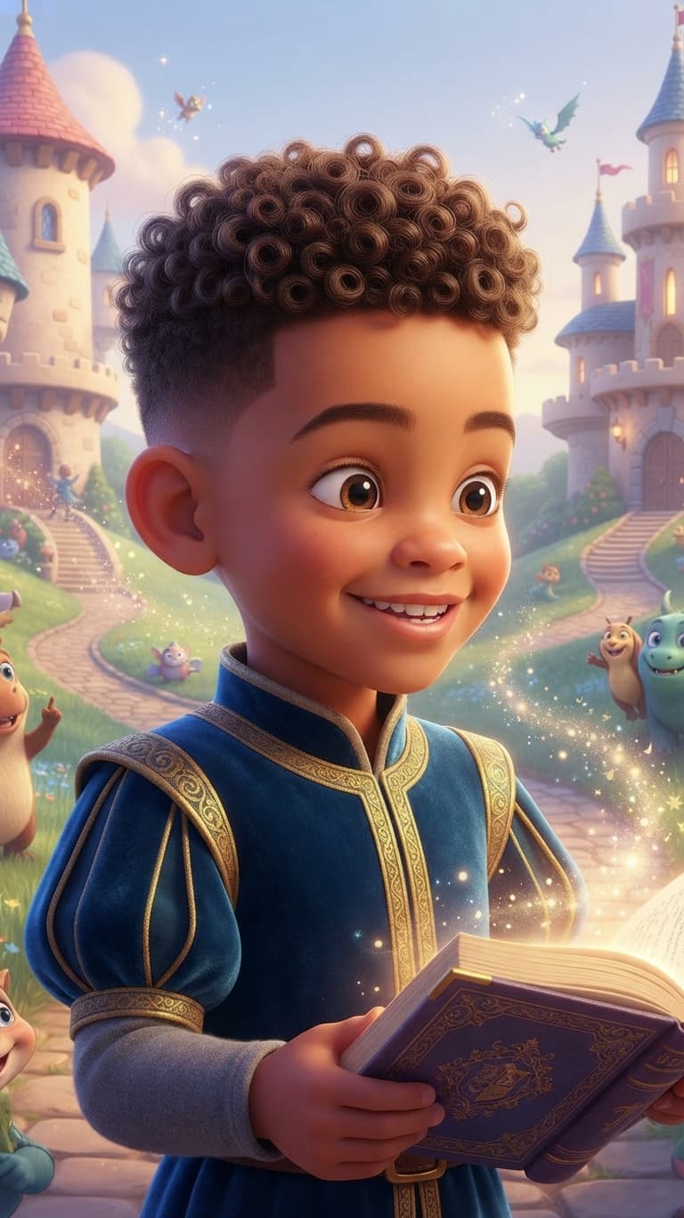 Couverture d'exemple : univers Conte de fées, style Cartoon 3D (façon Pixar)