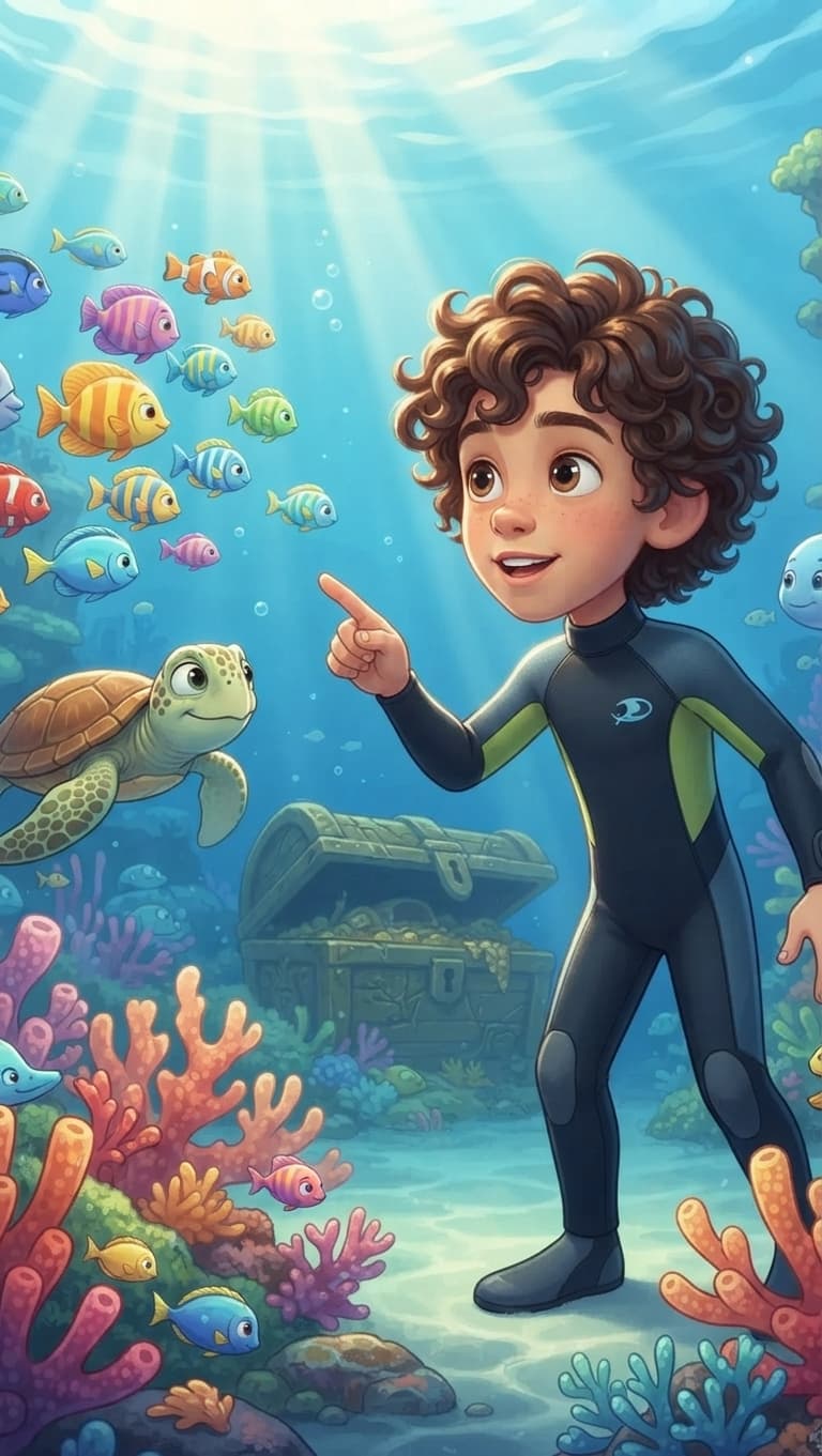 Couverture d'exemple : univers Fond marin, style Cartoon 3D (façon Pixar)