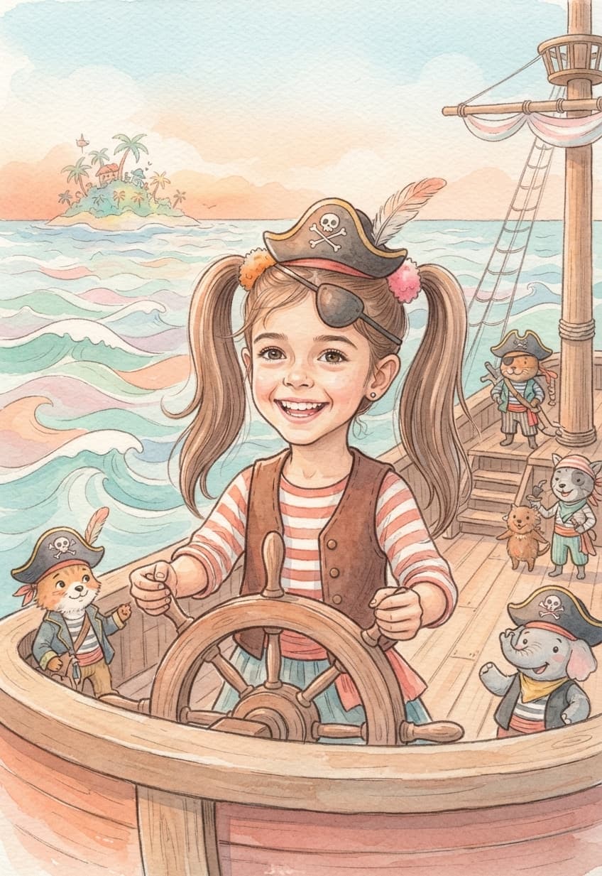 Couverture d'exemple : univers Pirates, style Aquarelle