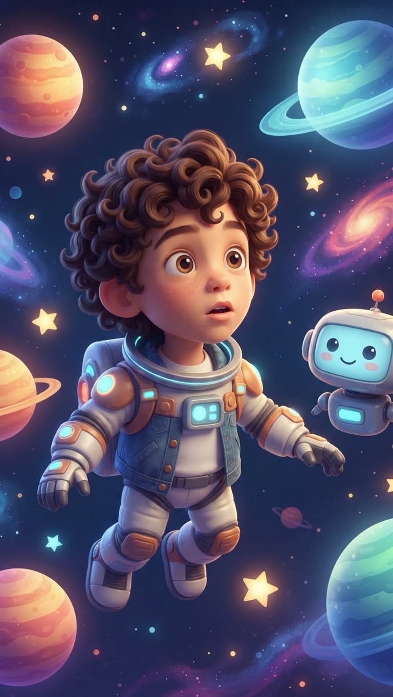 Couverture d'exemple : univers Aventure spatiale, style Cartoon 3D (façon Pixar)