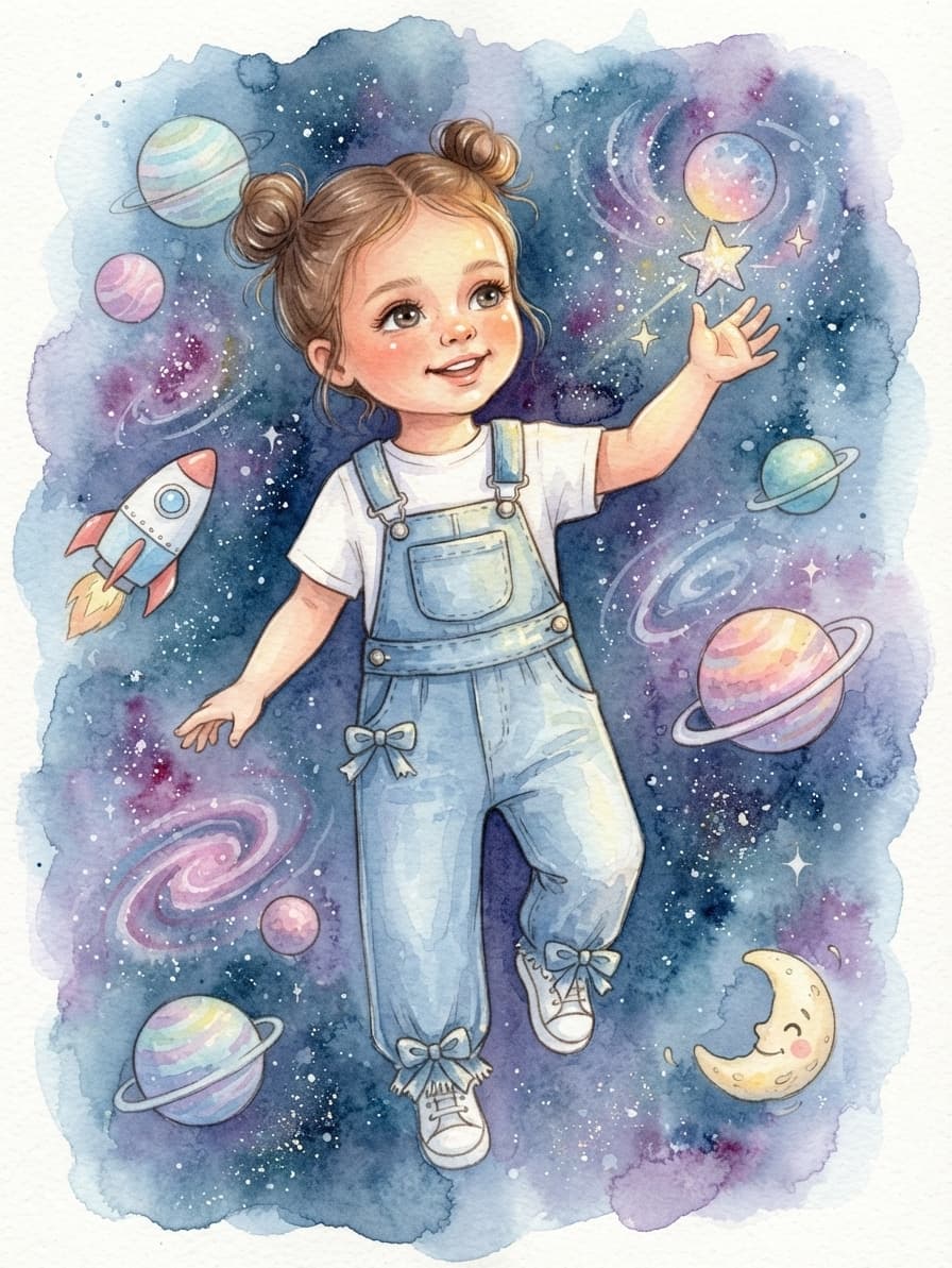 Couverture d'exemple : univers Aventure spatiale, style Aquarelle